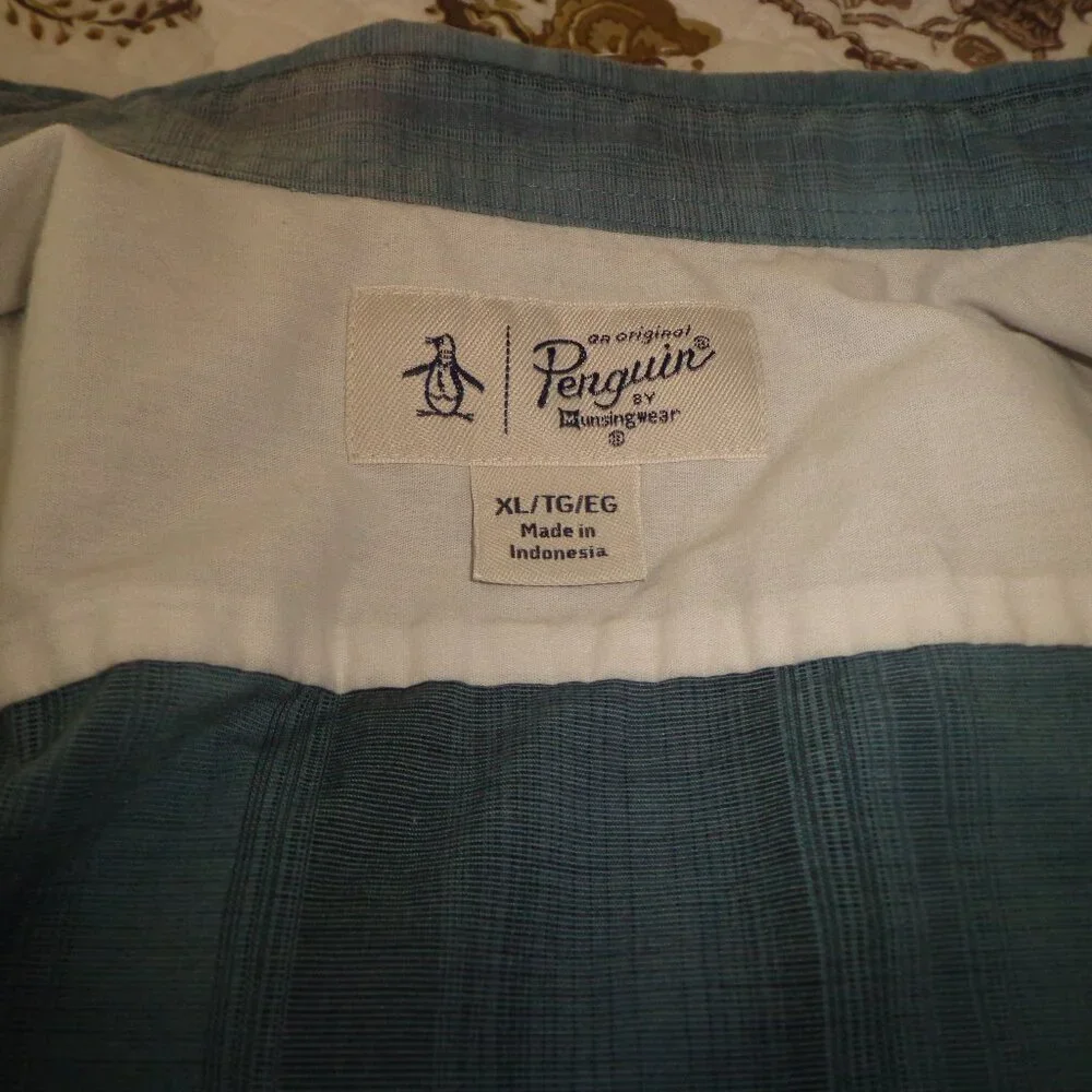 NWOT An Original Penguin by Munsingwear Button Down Blue Plaid Shirt XL/TG/EG - Picture 11 of 14